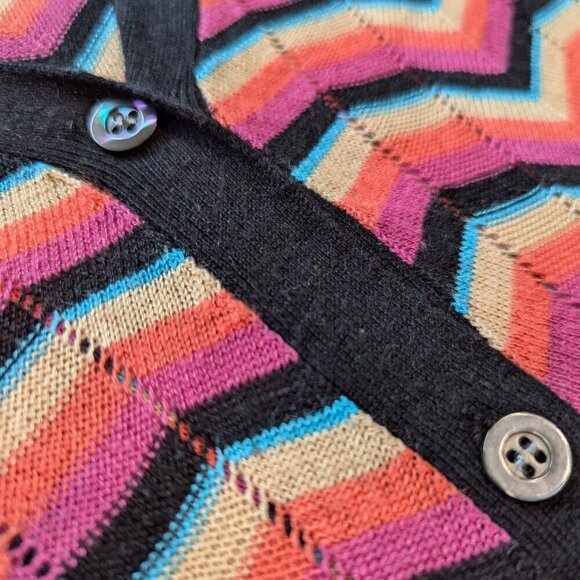 SI-IAE Silk Cashmere Chevron Cardigan | Designer Rainbow Knit - Picture 6 of 12